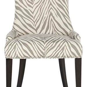 Safavieh Mercer Collection Eva Soft Linen Dining Chair with Trim Nail Head, Grey and White