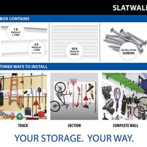 Proslat 88102 Heavy Duty PVC Slatwall Garage Organizer, 8-Feet by 4-Feet Section, White