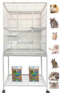 new large wrought iron 4 levels ferret chinchilla sugar glider cage 30-inch by 18-inch by 63-inch with stand on wheels