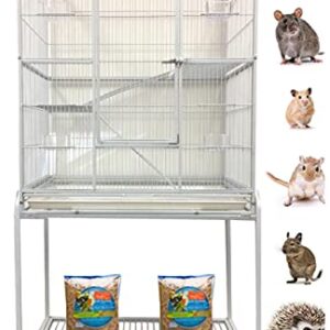 New Large Wrought Iron 4 Levels Ferret Chinchilla Sugar Glider Cage 30-Inch by 18-Inch by 63-Inch with Stand on Wheels