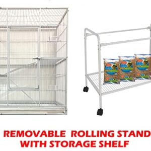 New Large Wrought Iron 4 Levels Ferret Chinchilla Sugar Glider Cage 30-Inch by 18-Inch by 63-Inch with Stand on Wheels