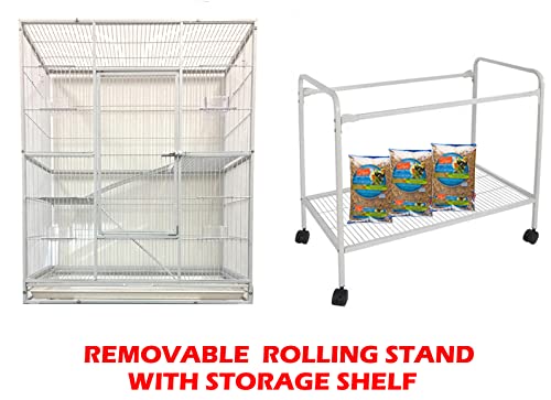 New Large Wrought Iron 4 Levels Ferret Chinchilla Sugar Glider Cage 30-Inch by 18-Inch by 63-Inch with Stand on Wheels