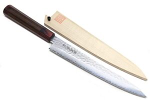 yoshihiro vg-10 46 layers hammered damascus sujihiki japanese slicer knife (9.5'' (240mm) rosewood handle)