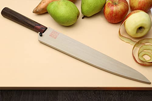 Yoshihiro VG-10 46 Layers Hammered Damascus Sujihiki Japanese Slicer Knife (9.5'' (240mm) Rosewood Handle)