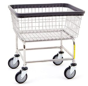 r&b wire™ 100e heavy duty rolling wire laundry cart, 2.5 bushel, chrome