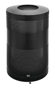 rubbermaid commercial products classic trash can, 51-gallon, stainless steel black, hands-free indoor/outdoor garbage bin for mall/stadium/office/lobby/restaurant