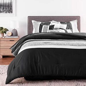 Chic Home Euphoria 8-Piece Embroidered Comforter Set Embroidery Pintuck Bed Skirt and Decorative Pillows Shams, Queen, Black/White