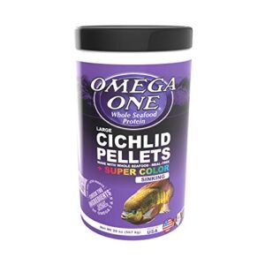 omega one super color sinking cichlid pellets, 2mm large pellets, 20 oz