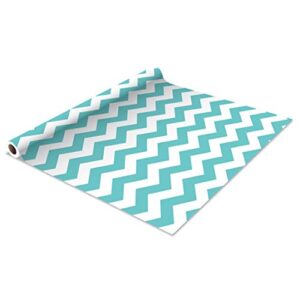 the macbeth collection self adhesive shelf liner - 2 pack - rugby chevron aqua pop