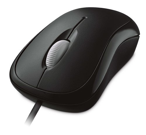 Microsoft Basic Optical Mouse - Black. Comfortable, Right/Left Hand Use, Ergonomic Design, Wired USB Mouse, for PC/Laptop/Desktop