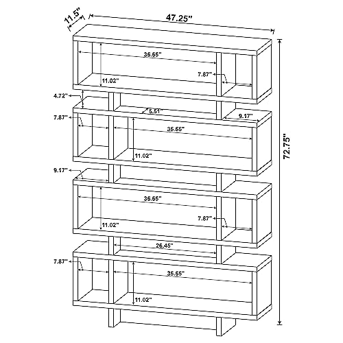 Coaster Home Furnishings Reid 4-Tier Open Back Bookcase White