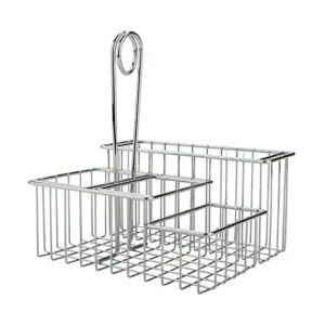 g.e.t. 4-21699 chrome four compartment condiment caddy metal specialty servingware collection, 8" x 7" x 9" tall, chrome