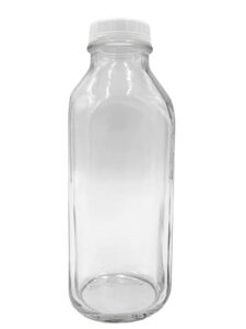 the dairy shoppe 1 ltr (33.8 oz) glass milk bottle with cap. made in usa, square style