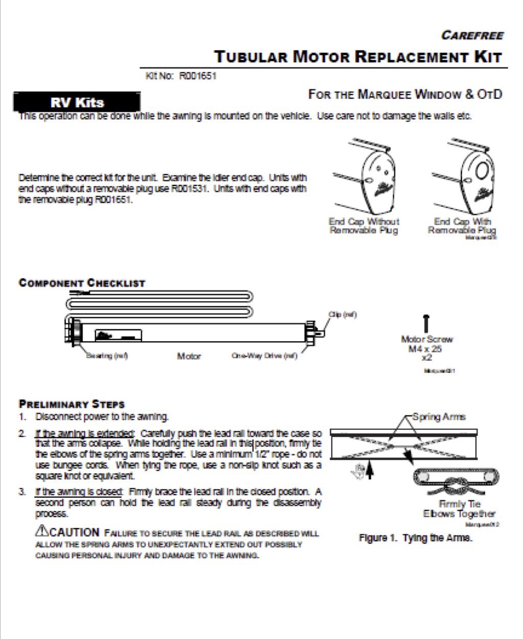 Carefree R001651 Marquee Over the Door and Window RV Awning 12V Tubular Motor with 3-Slot Roller