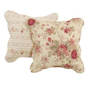 greenland home antique rose dec. pillow pair accessory, 18 x 18 inches each (x2), 1 count (pack of 1)