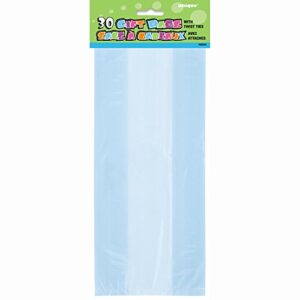 Unique Party Cellophane Bags, 30 Count (Pack of 1), Baby Blue