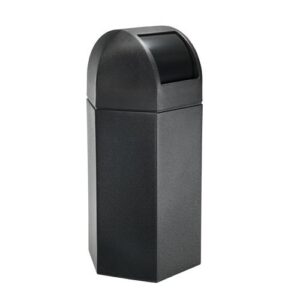 dci marketing commercial zone 73760199 50-gallon hex waste container with dome lid - black