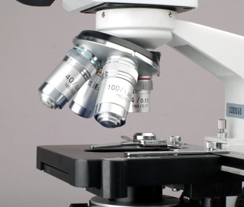 AmScope T120B-9M Digital Professional Siedentopf Trinocular Compound Microscope, 40X-2000X Magnification, WF10x and WF20x Eyepieces, Brightfield, LED Illumination, Abbe Condenser with Iris Diaphragm, Double-Layer Mechanical Stage, 100-240VAC, Includes 9MP