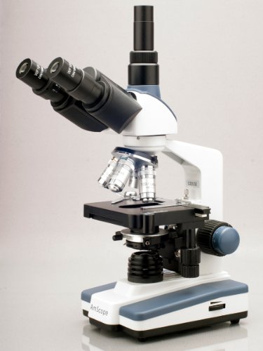 AmScope T120B-9M Digital Professional Siedentopf Trinocular Compound Microscope, 40X-2000X Magnification, WF10x and WF20x Eyepieces, Brightfield, LED Illumination, Abbe Condenser with Iris Diaphragm, Double-Layer Mechanical Stage, 100-240VAC, Includes 9MP