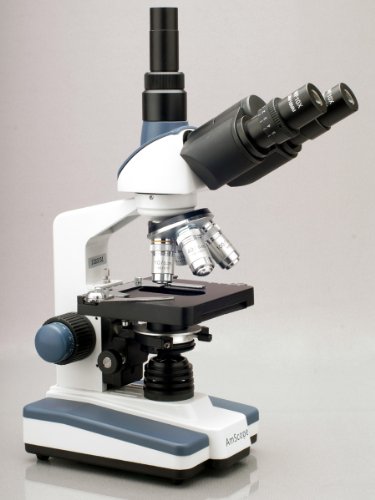 AmScope T120B-9M Digital Professional Siedentopf Trinocular Compound Microscope, 40X-2000X Magnification, WF10x and WF20x Eyepieces, Brightfield, LED Illumination, Abbe Condenser with Iris Diaphragm, Double-Layer Mechanical Stage, 100-240VAC, Includes 9MP