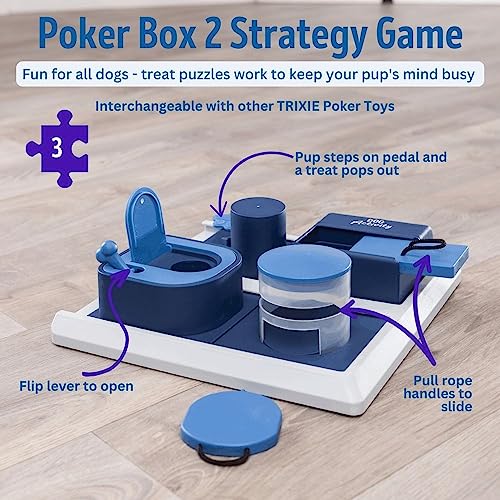 TRIXIE Poker Box 2 Strategy Game, Advanced Dog Puzzle Toy, Level 3 Activity, Treat Puzzle, Interactive Play, Enrichment