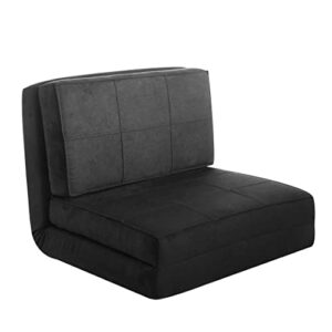 urban shop ultra suede convertible flip chair, l28.5 x w29.53 x h23.0, black