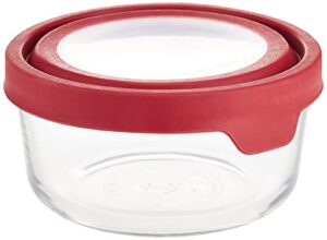 anchor hocking trueseal glass food storage container with airtight lid, cherry, 7 cup,red