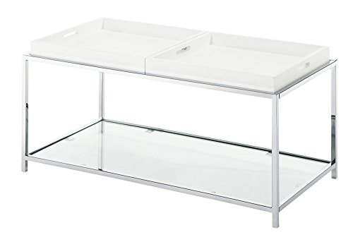 Convenience Concepts Palm Beach Coffee Table with Shelf and Removable Trays, White