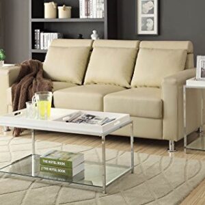 Convenience Concepts Palm Beach Coffee Table with Shelf and Removable Trays, White