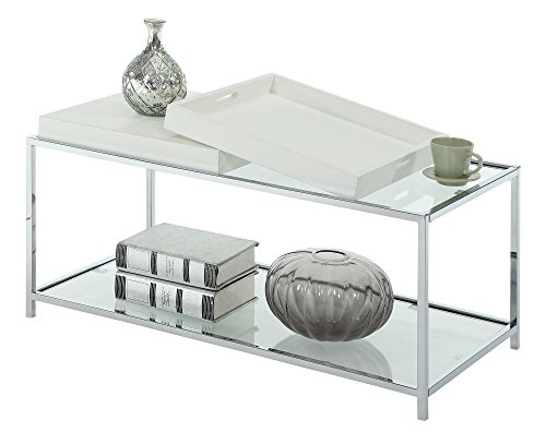 Convenience Concepts Palm Beach Coffee Table with Shelf and Removable Trays, White