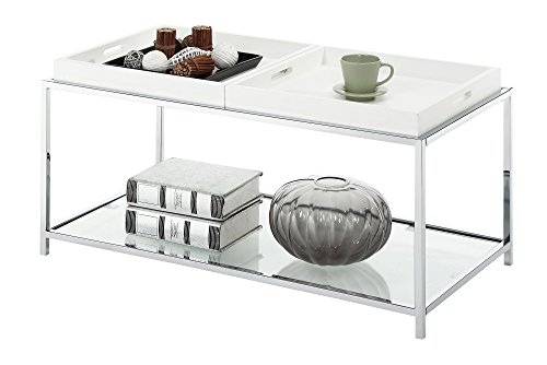 Convenience Concepts Palm Beach Coffee Table with Shelf and Removable Trays, White