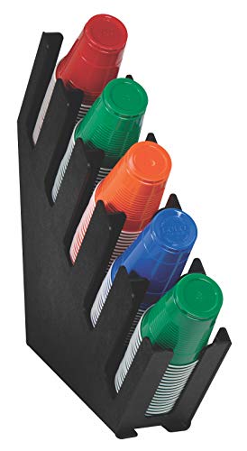 Dispense-Rite LID-5BT Five Section Countertop Cup and Lid Organizer and Holder, Durable Construction, Ideal for Restaurant Use