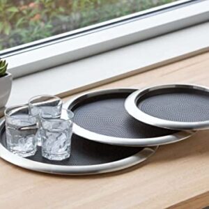Service Ideas TR1412RI Tray with Removable Insert, 12" Round, Stainless Steel