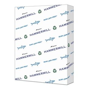 hammermill printer paper, great white 100% recycled paper, 8.5 x 11 - 1 ream (500 sheets) - 92 bright, made in the usa, 086790r