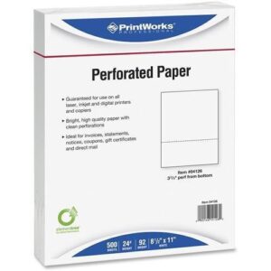 printworks professional office paper, perforated 3-2/3-inch from bottom, 8-1/2 x 11 inches, 24-lb, 500 per ream (04126)