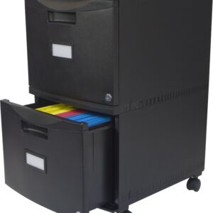 Storex 61312B01C Two-Drawer Mobile Filing Cabinet, 14-3/4w x 18-1/4d x 26h, Black