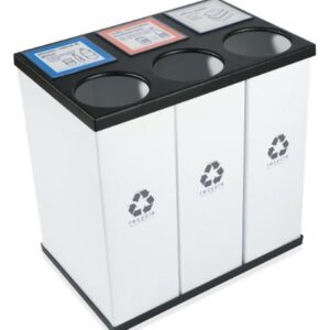 RecycleBoxBin Triple Recycling Bin - Large Capacity (25 gal. per Bin), All Plastic, Light-Weight, with Changeable Label System