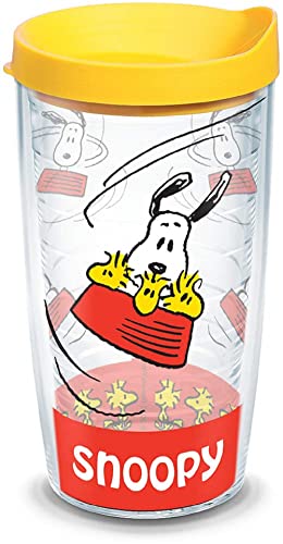 Tervis Peanuts - Snoopy Insulated Tumbler with Wrap and Yellow Lid, 16oz, Clear