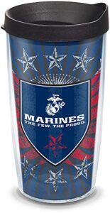 tervis marines made in usa double walled insulated tumbler travel cup keeps drinks cold & hot, 16oz, the few the proud