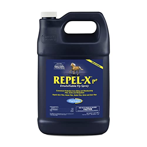 Farnam Repel-XPe Emulsifiable Horse Fly Spray, Liquid Concentrate, Mix with Water, 128 Ounces, One Gallon