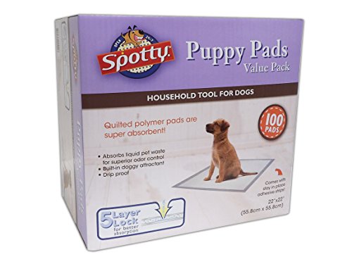 Spotty Super Absorbent Heavy Duty 5 Layer Housebreaking Training Leak Proof Pet Puppy Dog Pee Pads, 100 Count