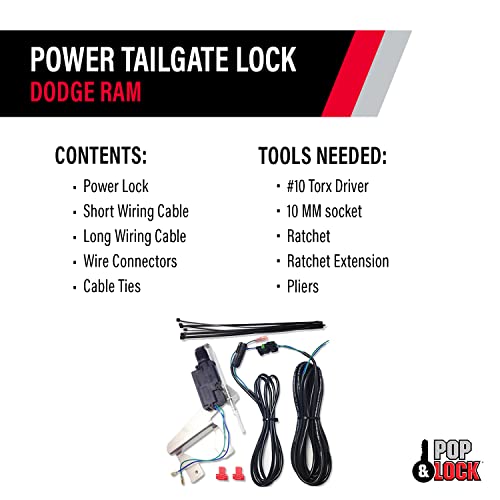 Pop & Lock – Power Tailgate Lock for Dodge Ram 1500 Fits Models 2010 to 2015, Dodge Ram2500 & Dodge Ram 3500 Fits Models 2010 to 2015 (PL8350)