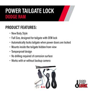 Pop & Lock – Power Tailgate Lock for Dodge Ram 1500 Fits Models 2010 to 2015, Dodge Ram2500 & Dodge Ram 3500 Fits Models 2010 to 2015 (PL8350)