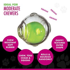 Chase 'n Chomp Dog Amazing Squeaker Ball Toy for Pets, Clear, 3.5 Inch, All Breed Sizes