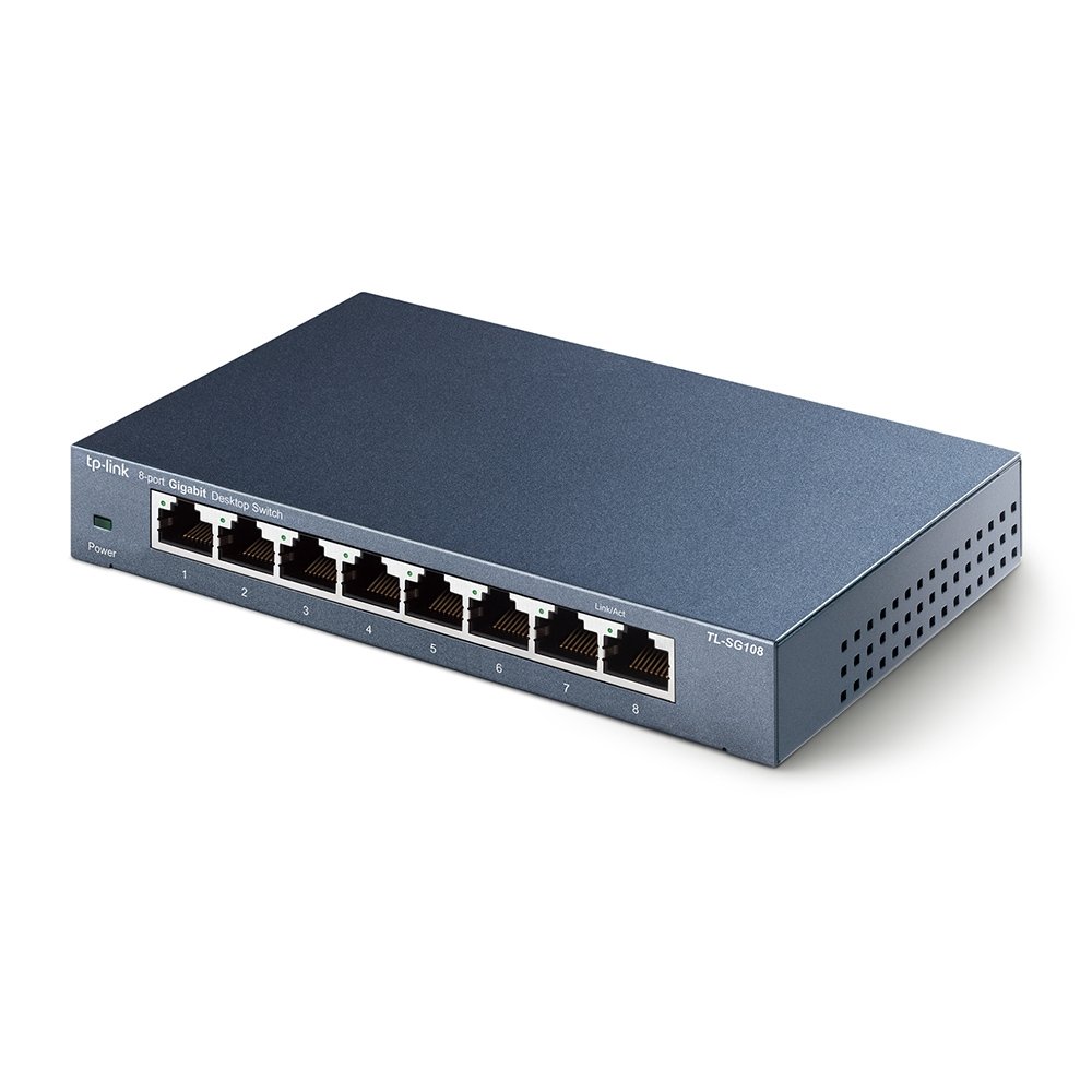 TP-Link TL-SG108 | 8 Port Gigabit Unmanaged Ethernet Network Switch, Ethernet Splitter | Plug & Play | Fanless Metal Design | Shielded Ports | Traffic Optimization | Limited Lifetime Protection