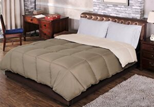 superior reversible down alternative comforter, medium weight bedding for all season use, fluffy, warm, & soft- twin/twin xl size, ivory & taupe