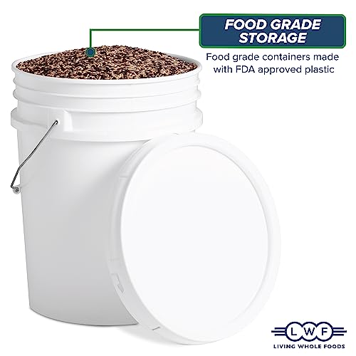 5 Gallon White Bucket & Lid - Durable 90 Mil All Purpose Pail - Food Grade - BPA Free Plasti (5 Gal. w/Lids - 3pk)