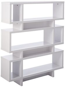 monarch specialties 2532 bookshelf, bookcase, etagere, 4 tier, 55" h, office, bedroom, laminate, white, contemporary, modern bookcase-55 style, 47.25" l x 12" w x 54.75" h