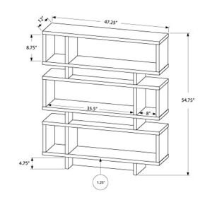 Monarch Specialties 2532 Bookshelf, Bookcase, Etagere, 4 Tier, 55" H, Office, Bedroom, Laminate, White, Contemporary, Modern Bookcase-55 Style, 47.25" L x 12" W x 54.75" H