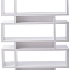 Monarch Specialties 2532 Bookshelf, Bookcase, Etagere, 4 Tier, 55" H, Office, Bedroom, Laminate, White, Contemporary, Modern Bookcase-55 Style, 47.25" L x 12" W x 54.75" H